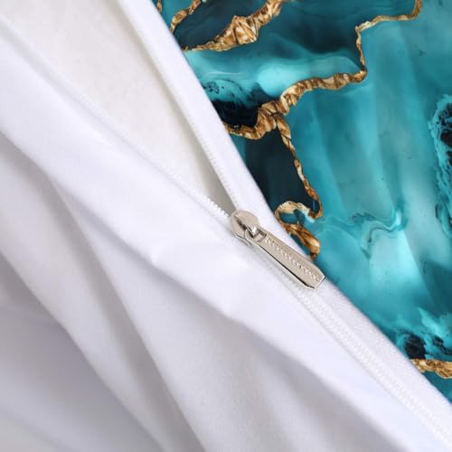 BAFABUI Teal Blue Marble Duvet Cover Set