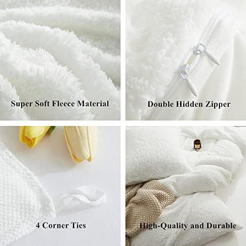 CinYana Sherpa Fleece Duvet Cover Set 5 Piece Double-Sided