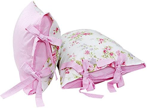 FADFAY Shabby Pink Plaid Duvet Cover Set Queen Size 7Pcs