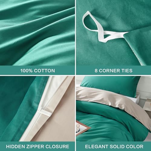 SAPHREAS Teal Duvet Cover King Size 3 Piece Set
