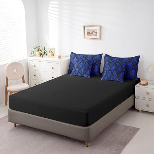 Erosebridal Blue Damask 7 Piece Comforter Set