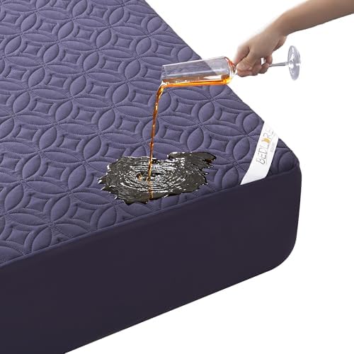 BEDLORE Waterproof Mattress Protector with Deep Pocket and Classic Coin Quilt Pattern