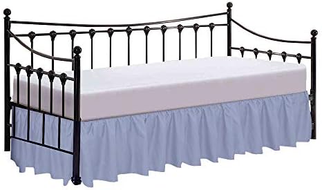 Waletone Linen Daybed Skirt with Split Corners - Light Blue