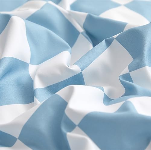 Wellboo Blue White Plaid Bed Sheet Set Full Set