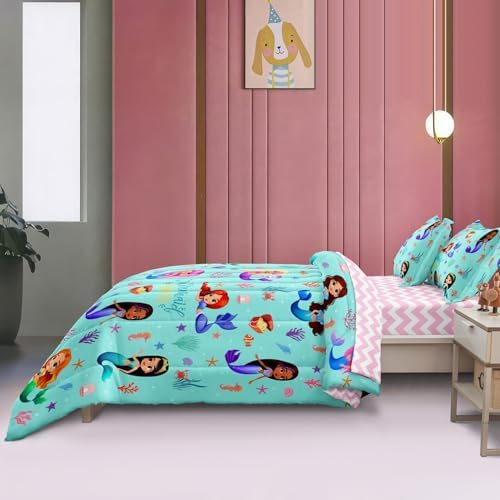SIRDO Kids Mermaid Bed Set Twin Size 5-Piece
