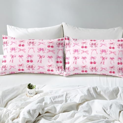 Pink Bow Duvet Cover Set Queen