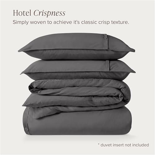 Bare Home Organic Cotton Duvet Cover Set - Percale Weave Grey KingCal King