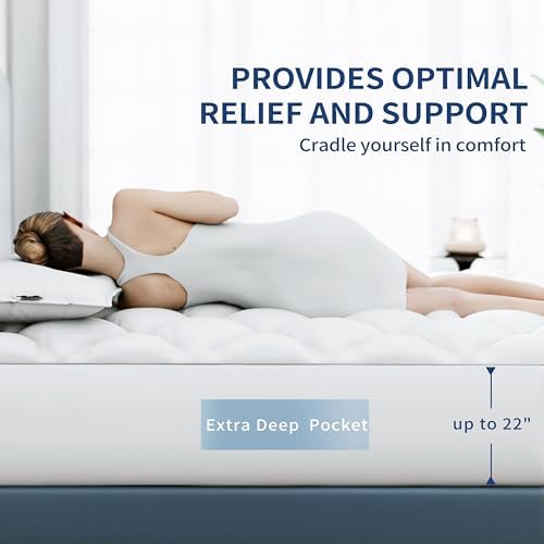 Sunflower King Mattress Pad Breathable Cotton Cover with 18-22 Deep Pocket