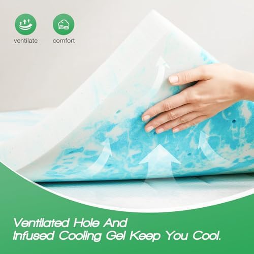 Sweetcrispy King Mattress Topper 2 Inch Cooling Foam Pad