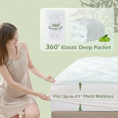 Hansleep Twin Mattress Topper Bamboo Viscose Memory Foam