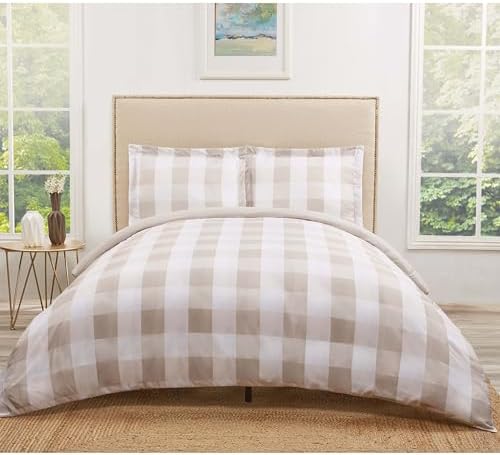 TRULY SOFT Everyday Buffalo Plaid Khaki Duvet Set