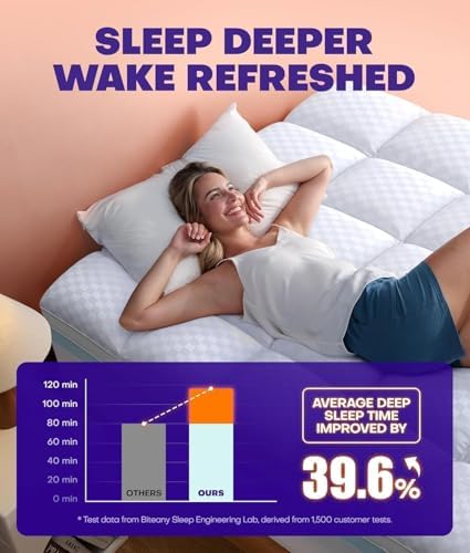 Biteany Dual Layer Mattress Topper for 4X Support and Pressure Relief