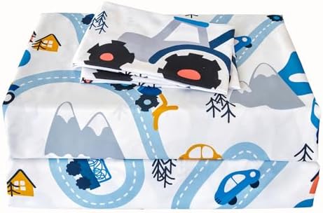 RYNGHIPY Kids Full Bed Sheet Set Cars Print for Boys