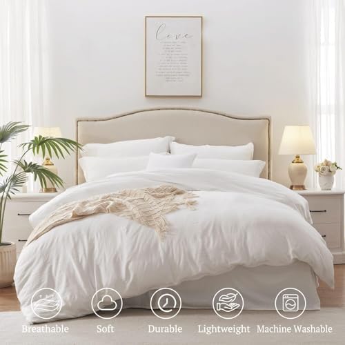 PURE ECO 3 Side Zipper Cal King Duvet Cover Set - White