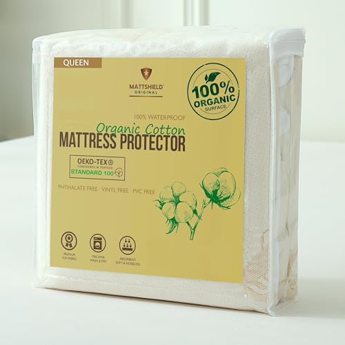 Mattshield Original Waterproof Organic Mattress Protector Queen Size