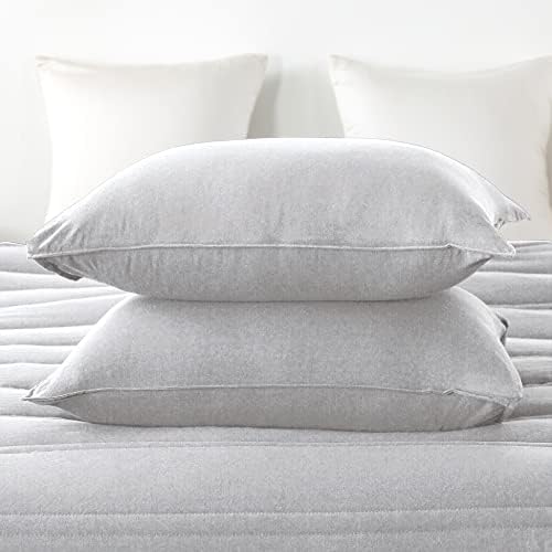 AnnaZ 3PC Comforter Set Down Alternative Light Grey Twin XL