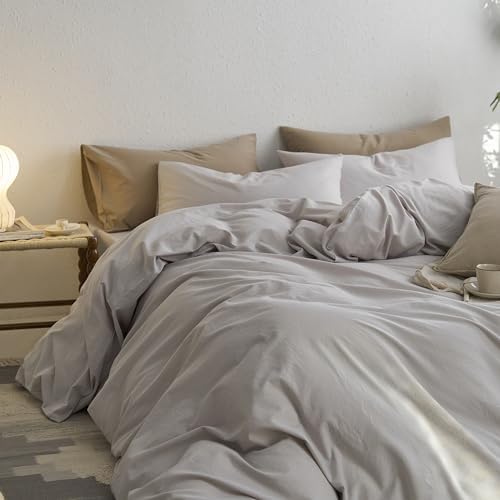 MooMee Cal King Duvet Cover Set - 100 Washed Cotton Soft Durable