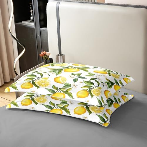 Lemon Floral Duvet Cover Set King Size 100 Cotton