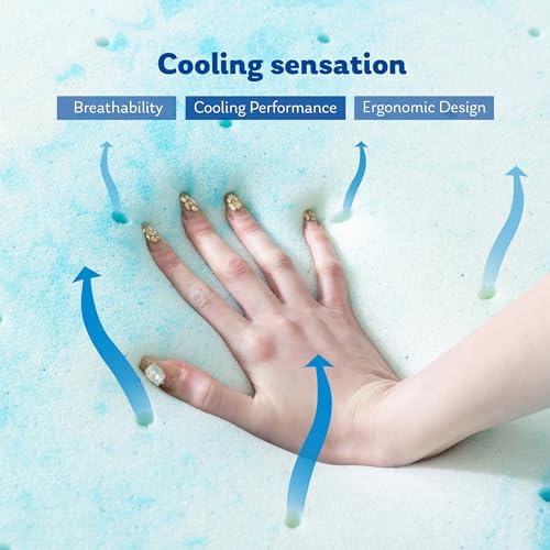 MLILY 3 Inch Gel Memory Foam Mattress Topper Blue
