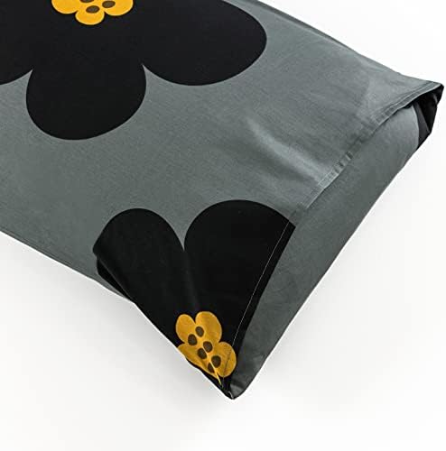 YuHeGuoJi Black Floral Duvet Cover Set