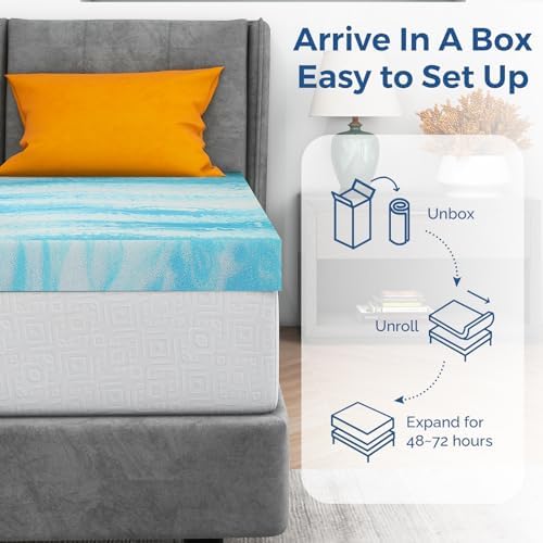 IULULU 3 Inch Gel Memory Foam Queen Mattress Topper