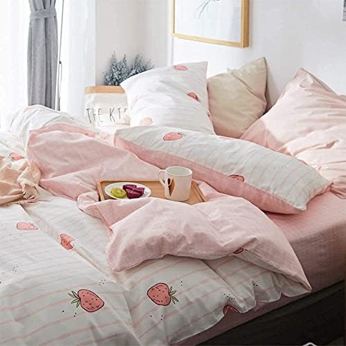 LifeTB Kawaii Pink Strawberry Duvet Cover Set 4 PCS