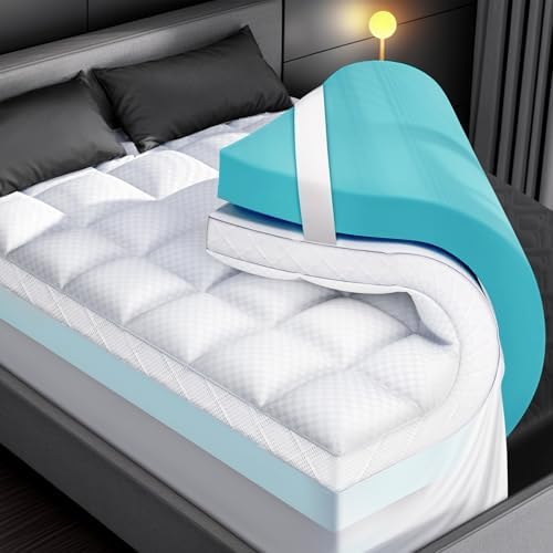 Biteany Dual Layer Mattress Topper Queen for Pain Relief and Support