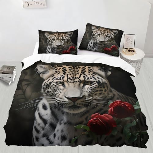 Leopard Rose Duvet Cover Set for Kids and Adults