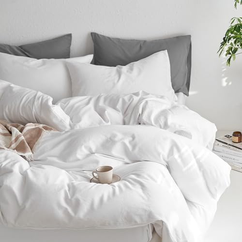 MooMee King Duvet Cover Set - 100 Washed Cotton Thick Sturdy Super Soft