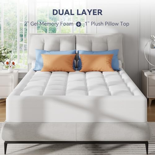 Elemuse 3 Inch Dual Layer Mattress Topper for Back Pain Relief 1
