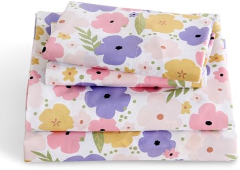 LONAVA Queen Sheet Set Kids - Flower 4 Piece Microfiber Bedding