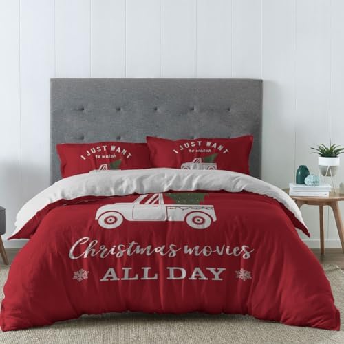 LooPoP Christmas Comforter Set Red Truck 3 Piece California King