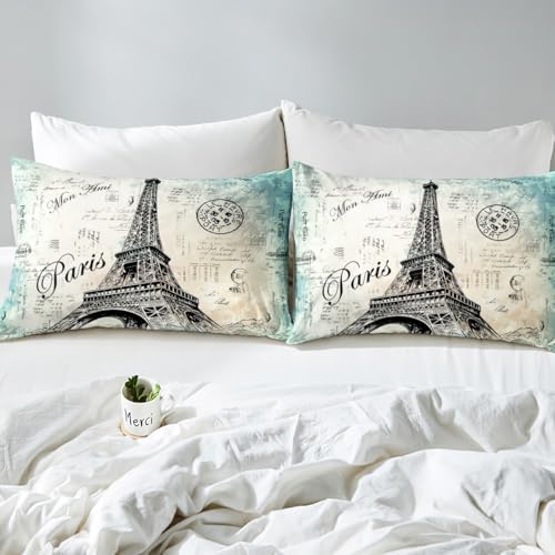 Feelyou Eiffel Tower Duvet Cover Set Queen Size 1