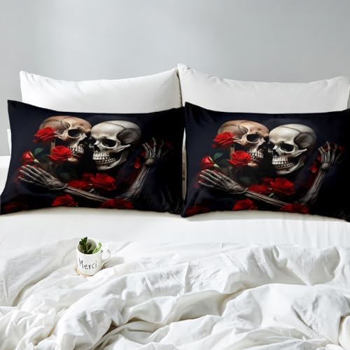 Jejeloiu Sugar Skull Duvet Cover Set King Size