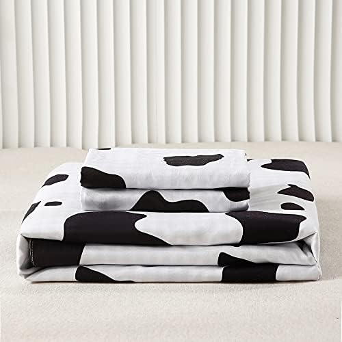 Mengersi Cow Print Duvet Cover Set Full Size Reversible Kids Bedding