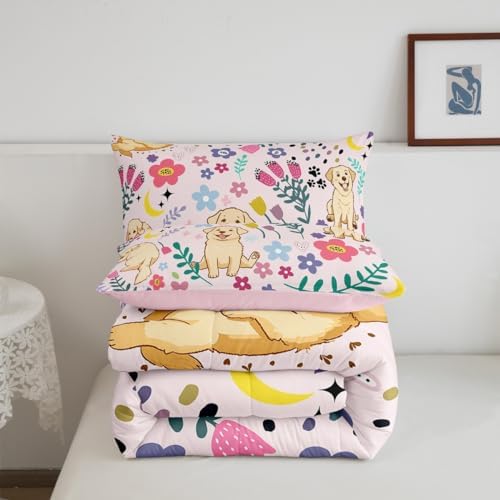 Erosebridal Queen Floral Cartoon Dog Bedding Set