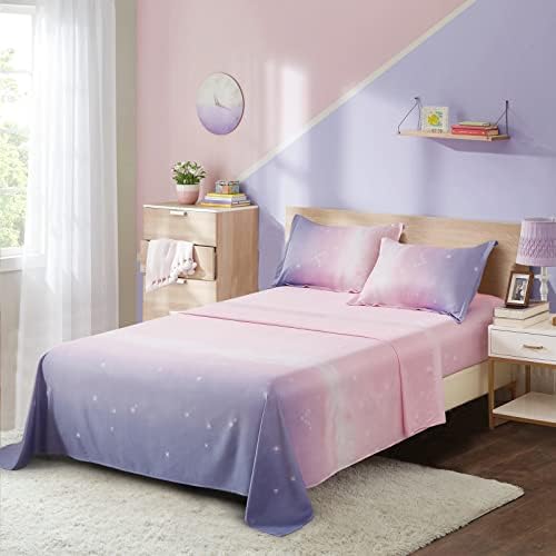 Dinjoy Queen Size Rainbow Ombre Pink Purple Sheet Set 4 Pieces