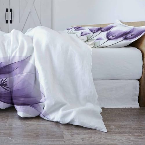 ZOE GARDEN Purple Tulip Cal King Duvet Cover Set
