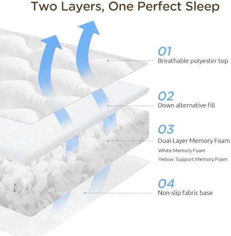 Decroom 3 Inch Queen Mattress Topper for Back Pain Relief