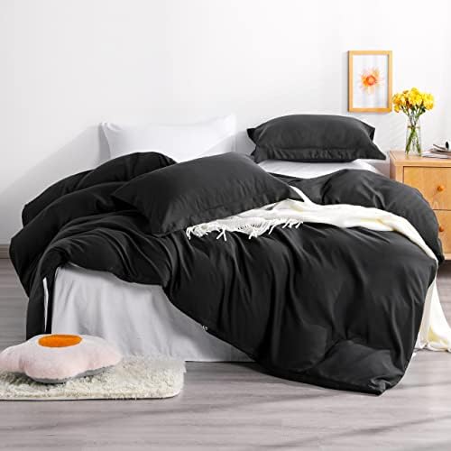 NTBAY Twin Duvet Cover Set with Pillow Sham - Black