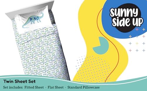 Sunny Side Up Dino Roar Twin Sheet Set - 3 Piece Kids Bedding