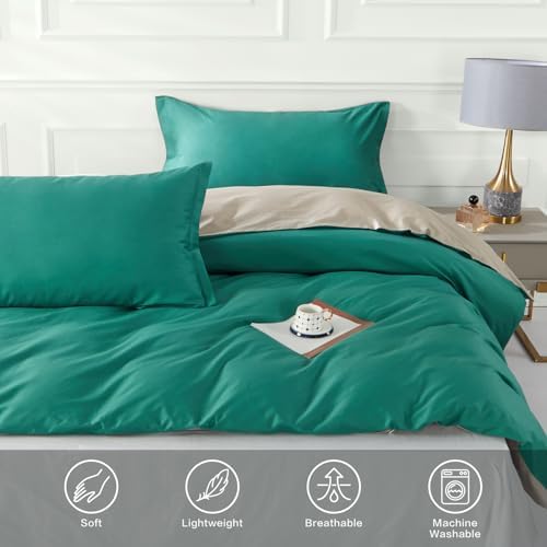 SAPHREAS Teal Duvet Cover King Size 3 Piece Set