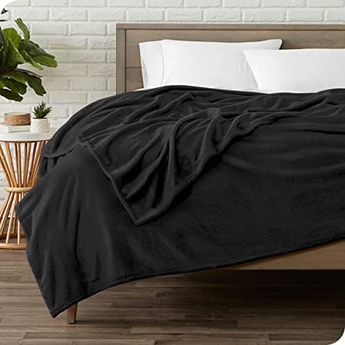 Bare Home Comforter Set with Microplush Blanket TwinTwin XL Black