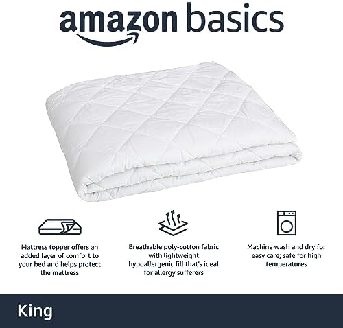 Amazon Basics Hypoallergenic Mattress Topper Pad King Size 18 Inches Deep