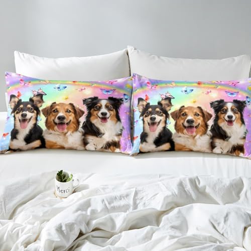 Feelyou Cute Dog Bed Sheet Set for Kids Boys Girls Brown