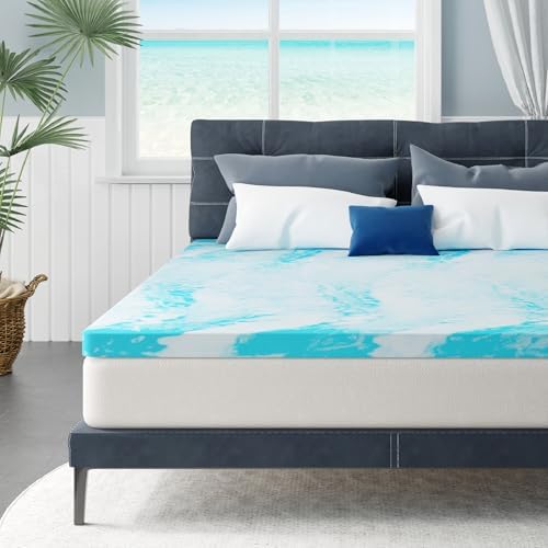MLILY 3 Inch Gel Memory Foam Mattress Topper Blue