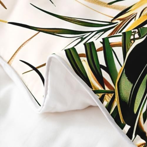 Jejeloiu Tropical Leaves Duvet Cover Set Queen Size 1