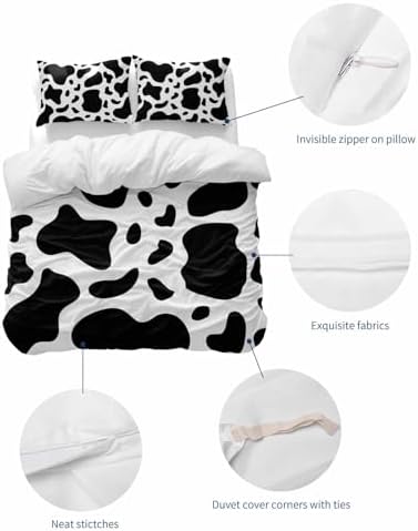 LooPoP Cow Print Duvet Cover Set 3 Piece