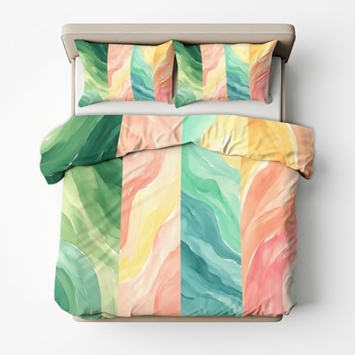 California King Duvet Cover with Marble Pattern 3 Piece Set