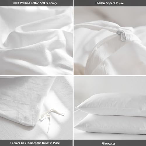 MooMee King Duvet Cover Set - 100 Washed Cotton Thick Sturdy Super Soft
